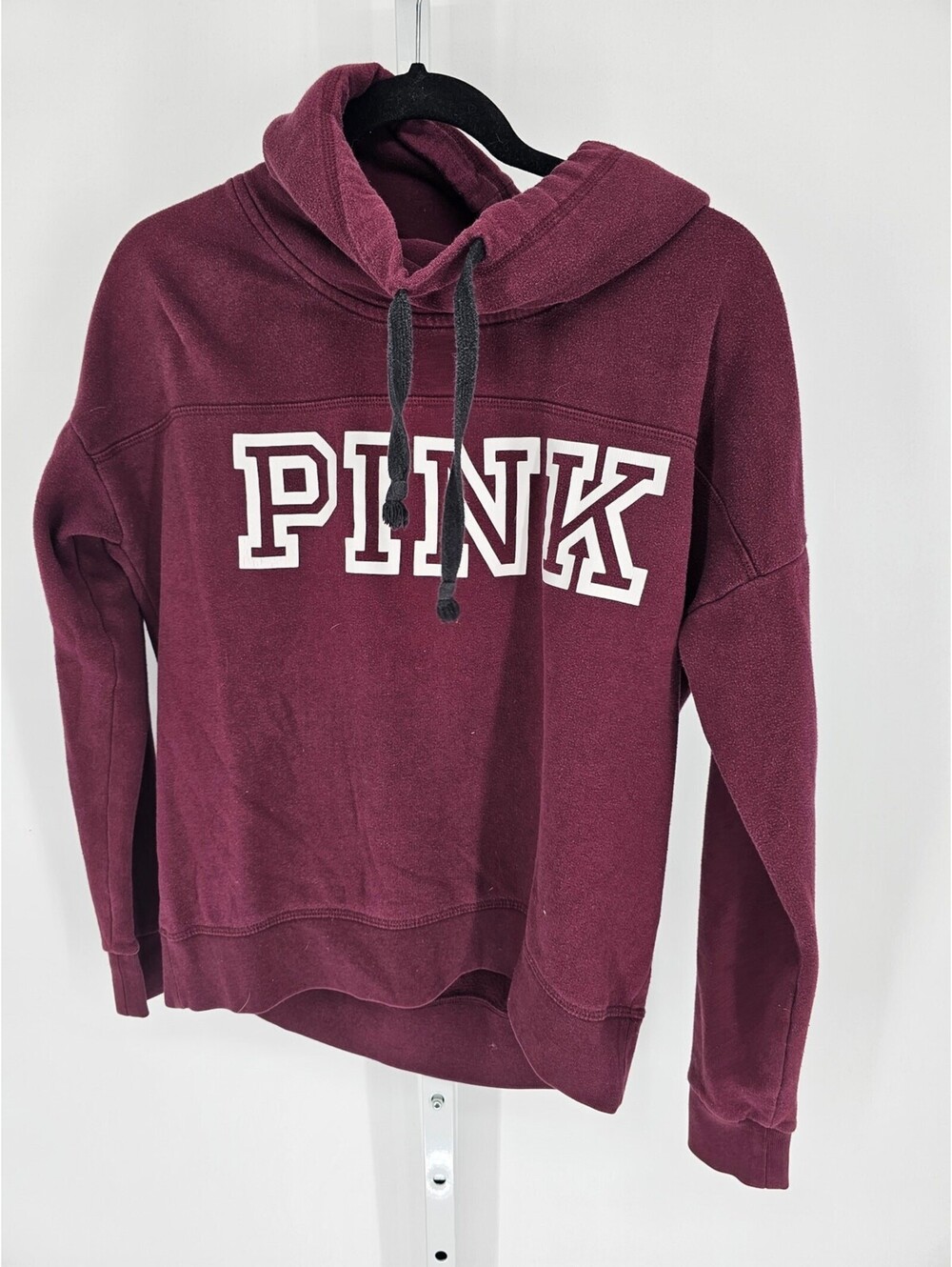 PINK by Victorias Secret Womens Sz XS Cowl Neck Atheltic Sweatshirt Burgundy Red